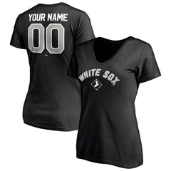 Chicago White Sox Women's Personalized Winning Streak Name & Number V-Neck T-Shirt Black