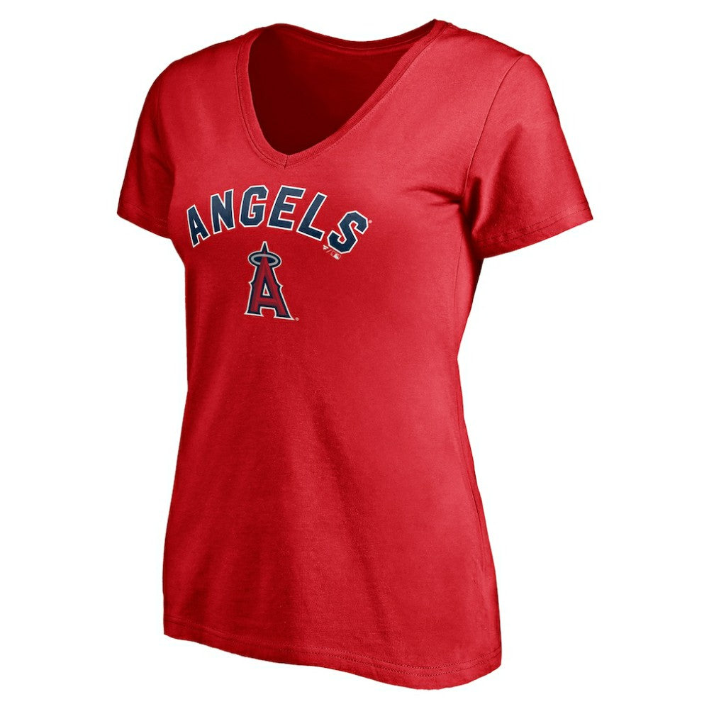 Los Angeles Angels Women's Personalized Winning Streak Name & Number V-Neck T-Shirt Red