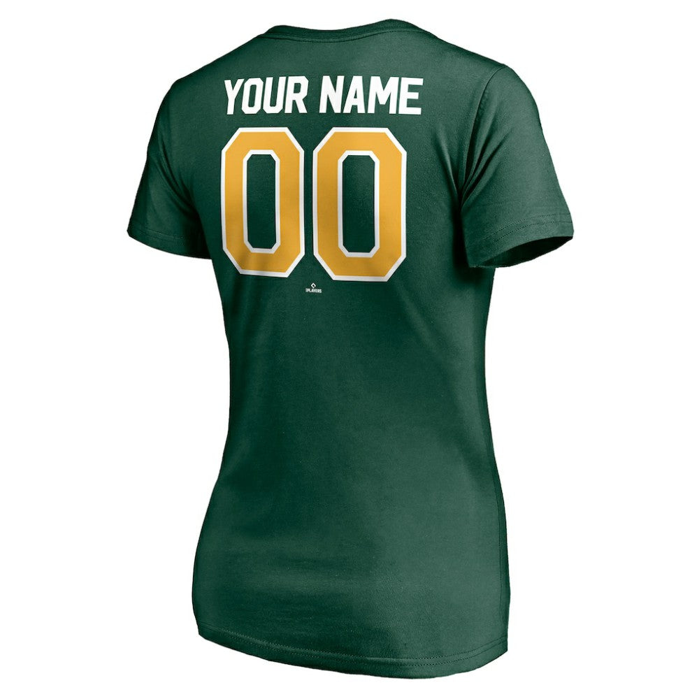 Athletics Women's Personalized Winning Streak Name & Number V-Neck T-Shirt Green