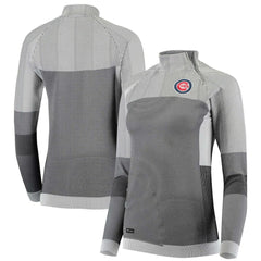 Chicago Cubs Levelwear Women's Verse Asymmetrical Raglan Tri-Blend Quarter-Zip Jacket Gray