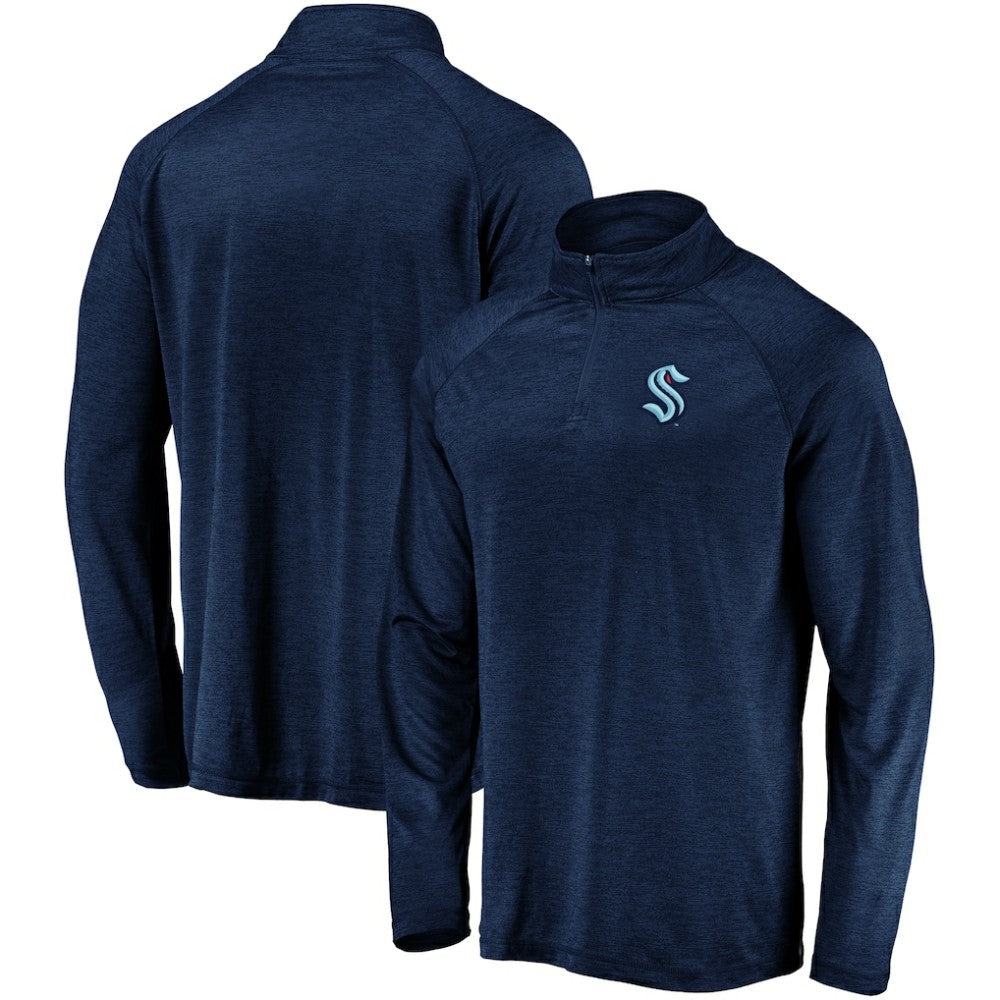 Seattle Kraken Fanatics Primary Logo Quarter-Zip Pullover Fleece Jacket - Navy Pullover