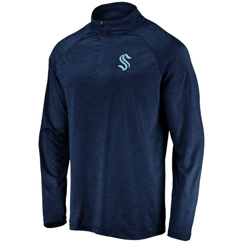 Seattle Kraken Fanatics Primary Logo Quarter-Zip Pullover Fleece Jacket - Navy Pullover