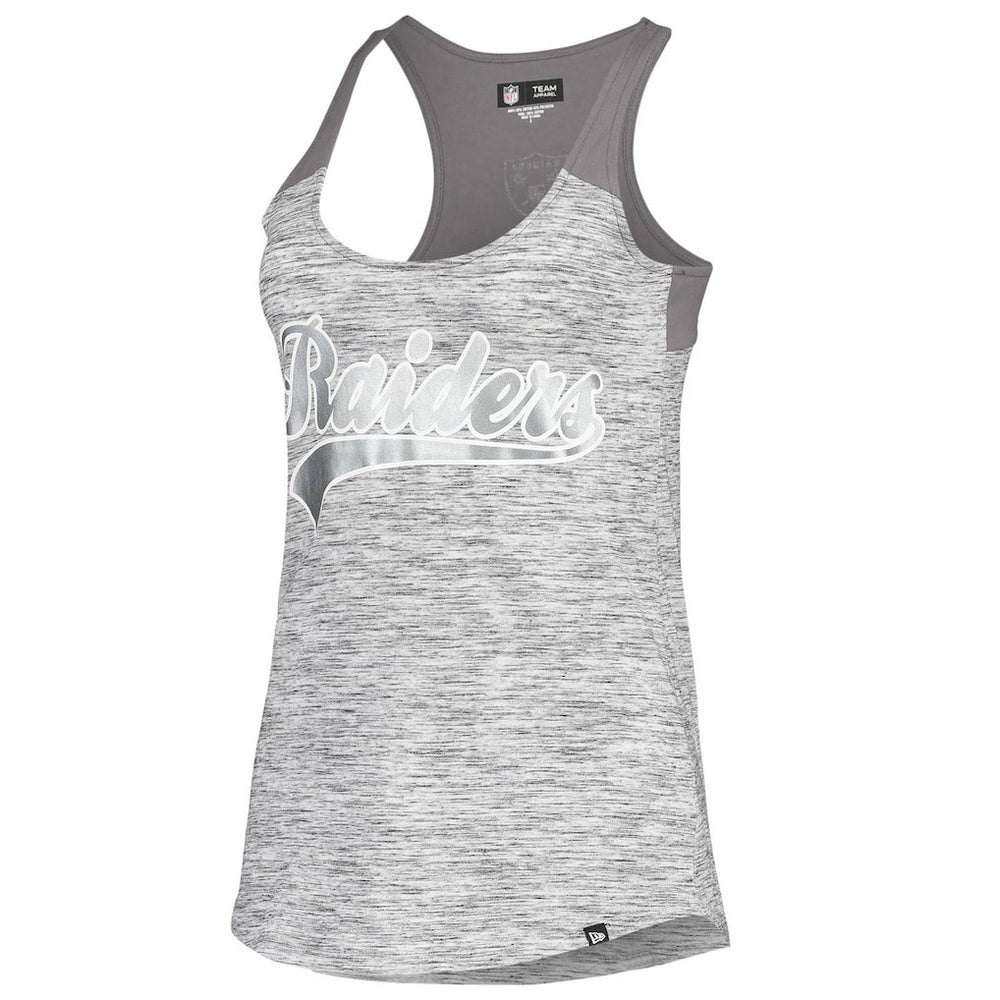 Las Vegas Raiders New Era Women's Space Dye Racerback Scoop Neck Tank Top - Silver/Black discount