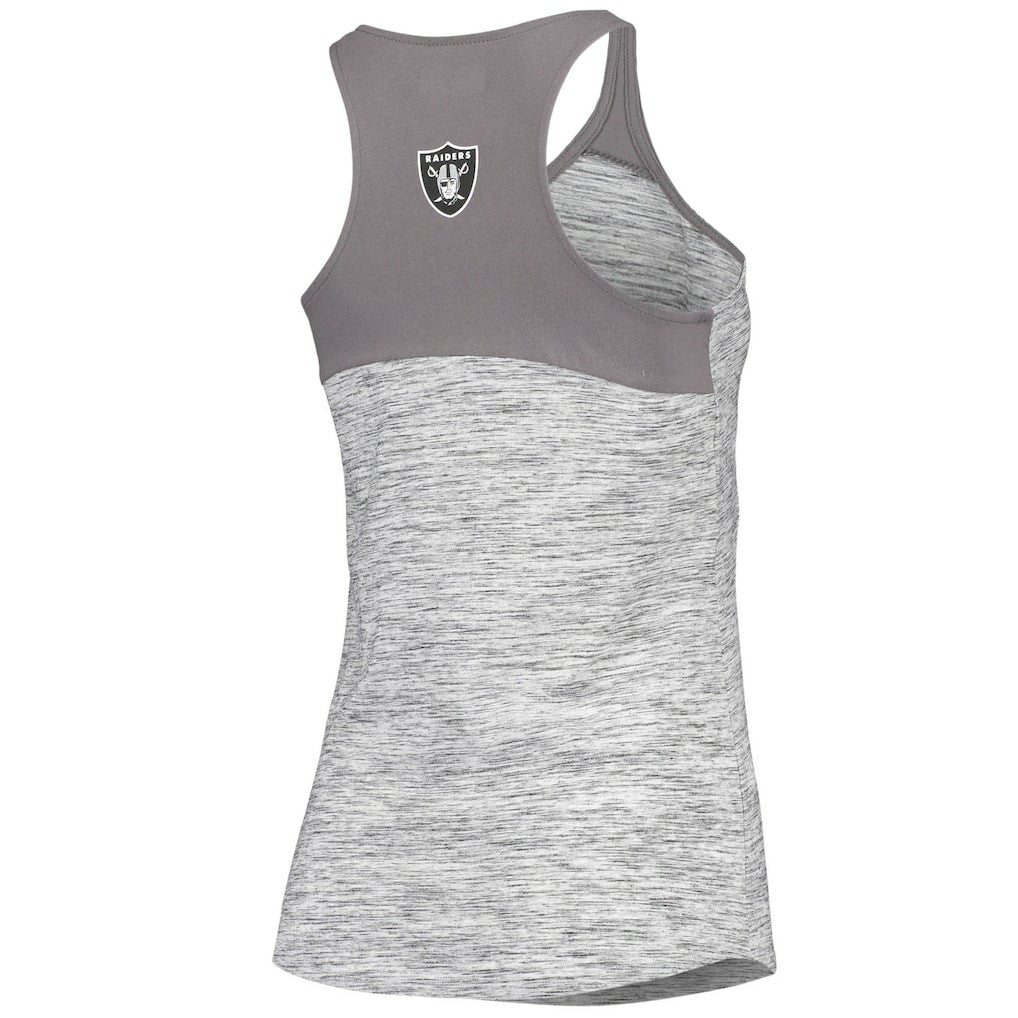 Las Vegas Raiders New Era Women's Space Dye Racerback Scoop Neck Tank Top - Silver/Black discount