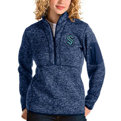 Seattle Kraken Antigua Women's Fortune Half-Zip Sweatshirt - Heather Navy Sweatshirts