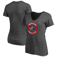 Columbus Blue Jackets Women's #WeSkateFor V-Neck T-Shirt - Heather Gray T-shirts