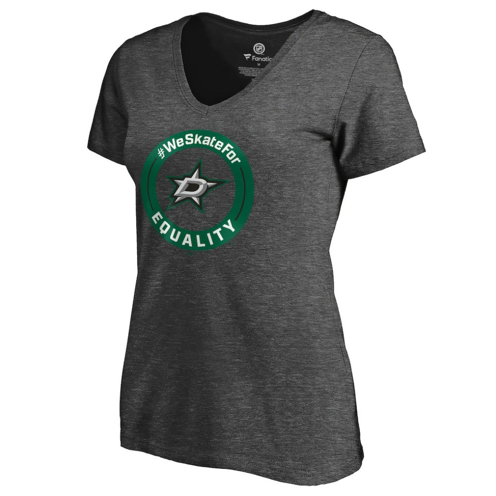 Dallas Stars Women's #WeSkateFor V-Neck T-Shirt - Heather Gray T-shirts
