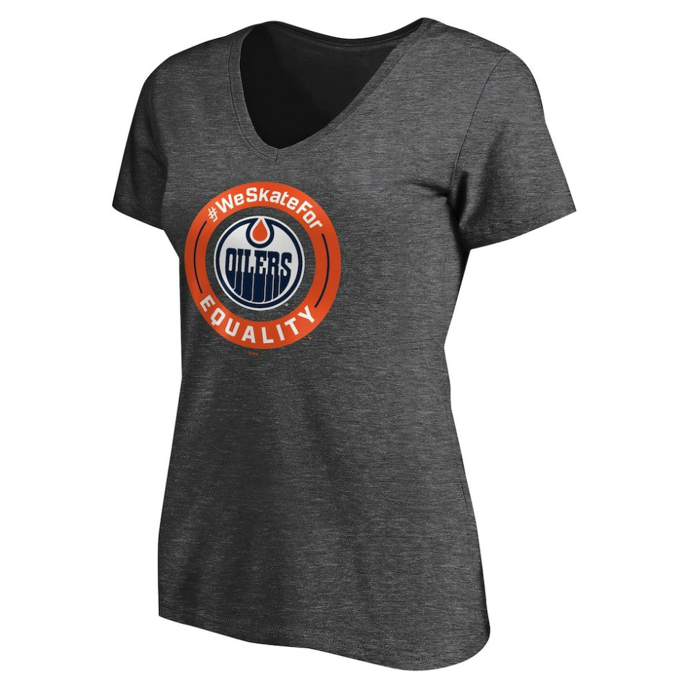 Edmonton Oilers Women's #WeSkateFor V-Neck T-Shirt - Heather Gray T-shirts