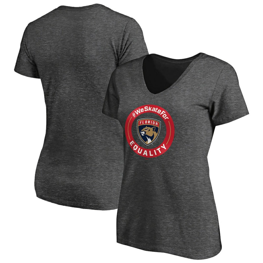 Florida Panthers Women's #WeSkateFor V-Neck T-Shirt - Heather Gray T-shirts
