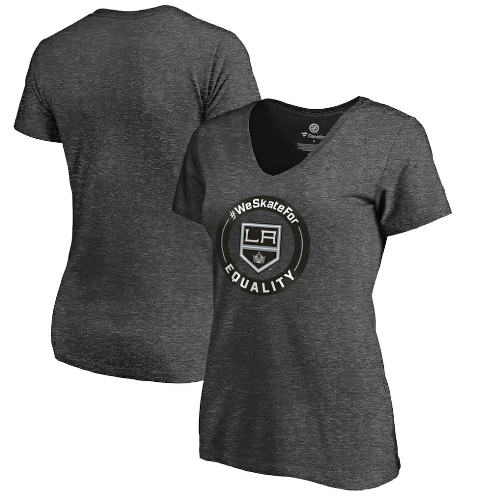 Los Angeles Kings Women's #WeSkateFor V-Neck T-Shirt - Heather Gray T-shirts