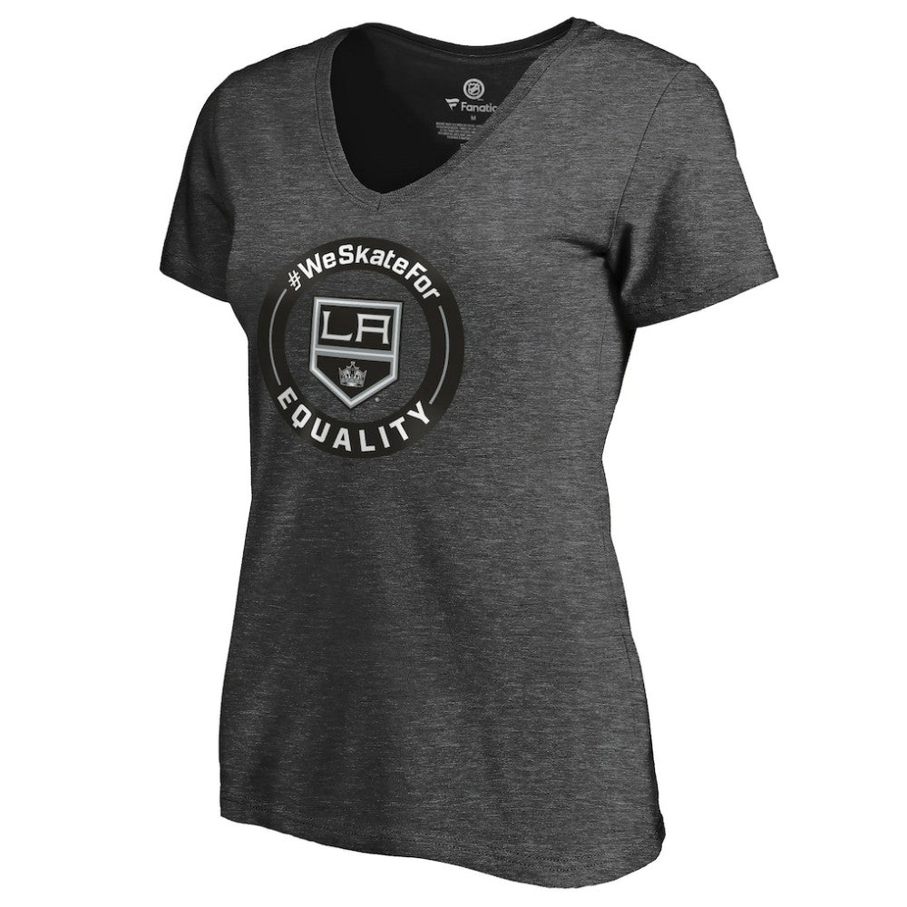 Los Angeles Kings Women's #WeSkateFor V-Neck T-Shirt - Heather Gray T-shirts