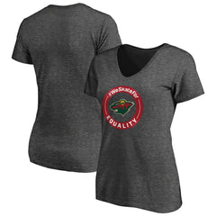 Minnesota Wild Women's #WeSkateFor V-Neck T-Shirt - Heather Gray T-shirts