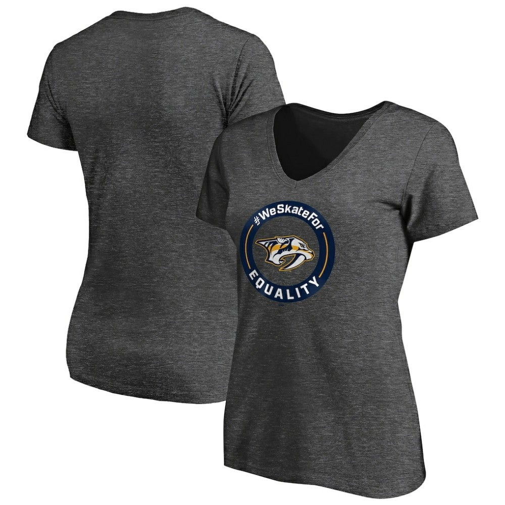 Nashville Predators Women's #WeSkateFor V-Neck T-Shirt - Heather Gray T-shirts