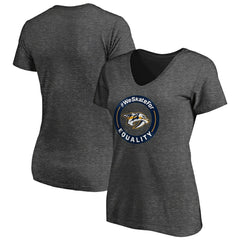 Nashville Predators Women's #WeSkateFor V-Neck T-Shirt - Heather Gray T-shirts