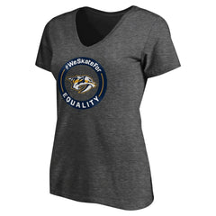 Nashville Predators Women's #WeSkateFor V-Neck T-Shirt - Heather Gray T-shirts