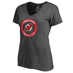 New Jersey Devils Women's #WeSkateFor V-Neck T-Shirt - Heather Gray T-shirts
