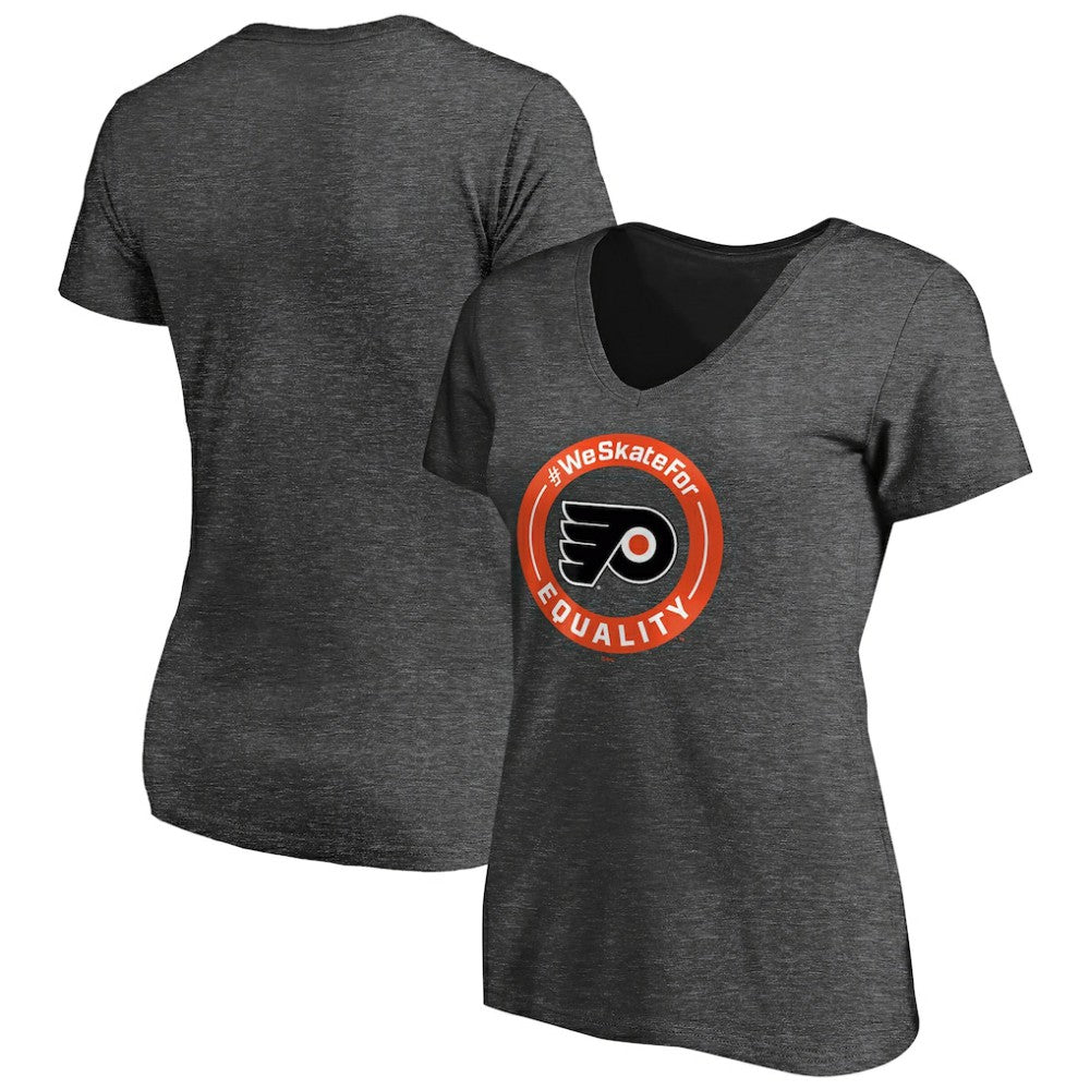 Philadelphia Flyers Women's #WeSkateFor V-Neck T-Shirt - Heather Gray T-shirts