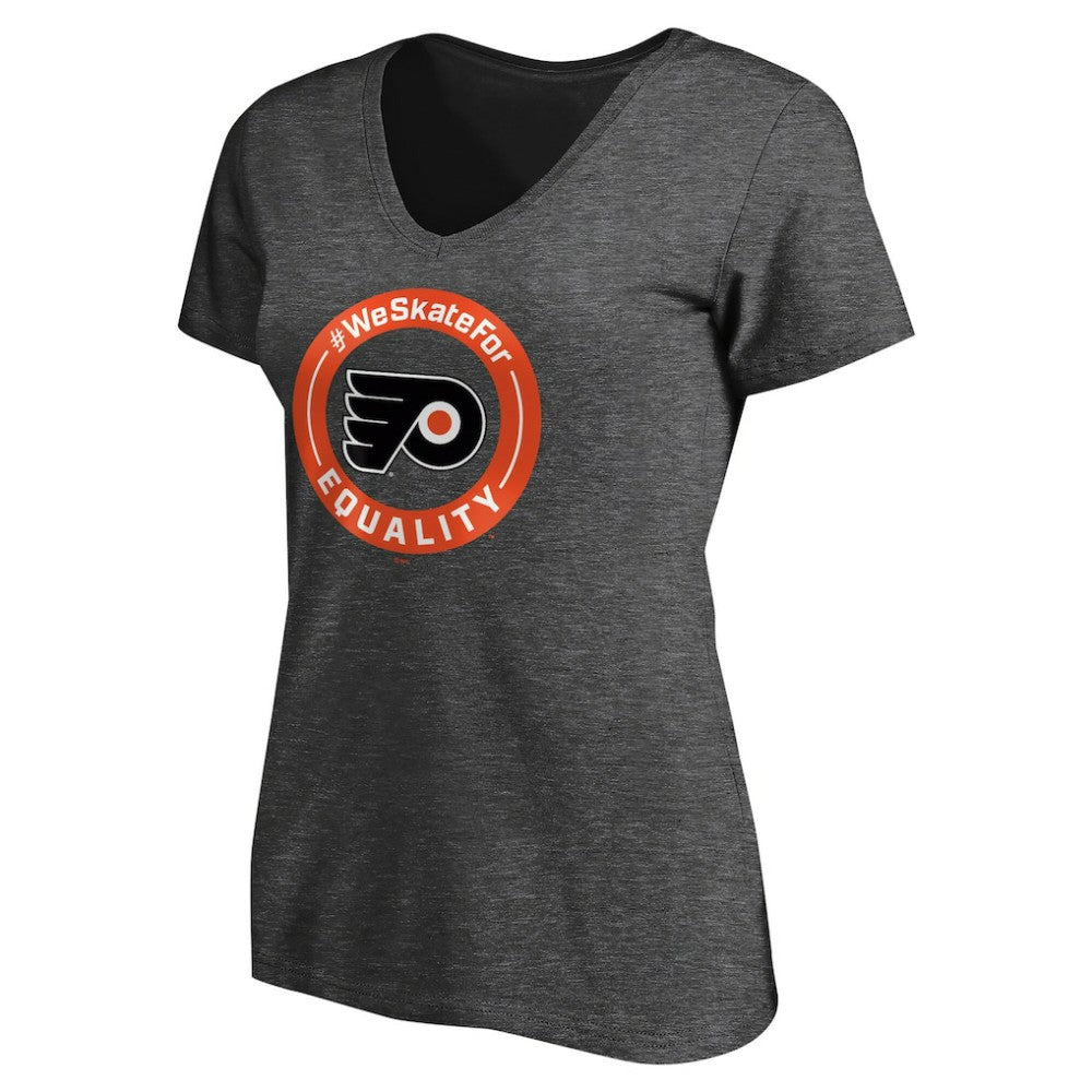 Philadelphia Flyers Women's #WeSkateFor V-Neck T-Shirt - Heather Gray T-shirts