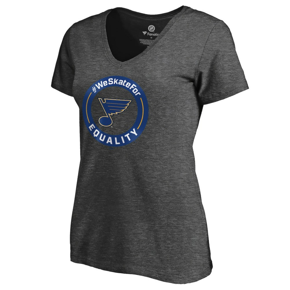 St. Louis Blues Women's #WeSkateFor V-Neck T-Shirt - Heather Gray T-shirts