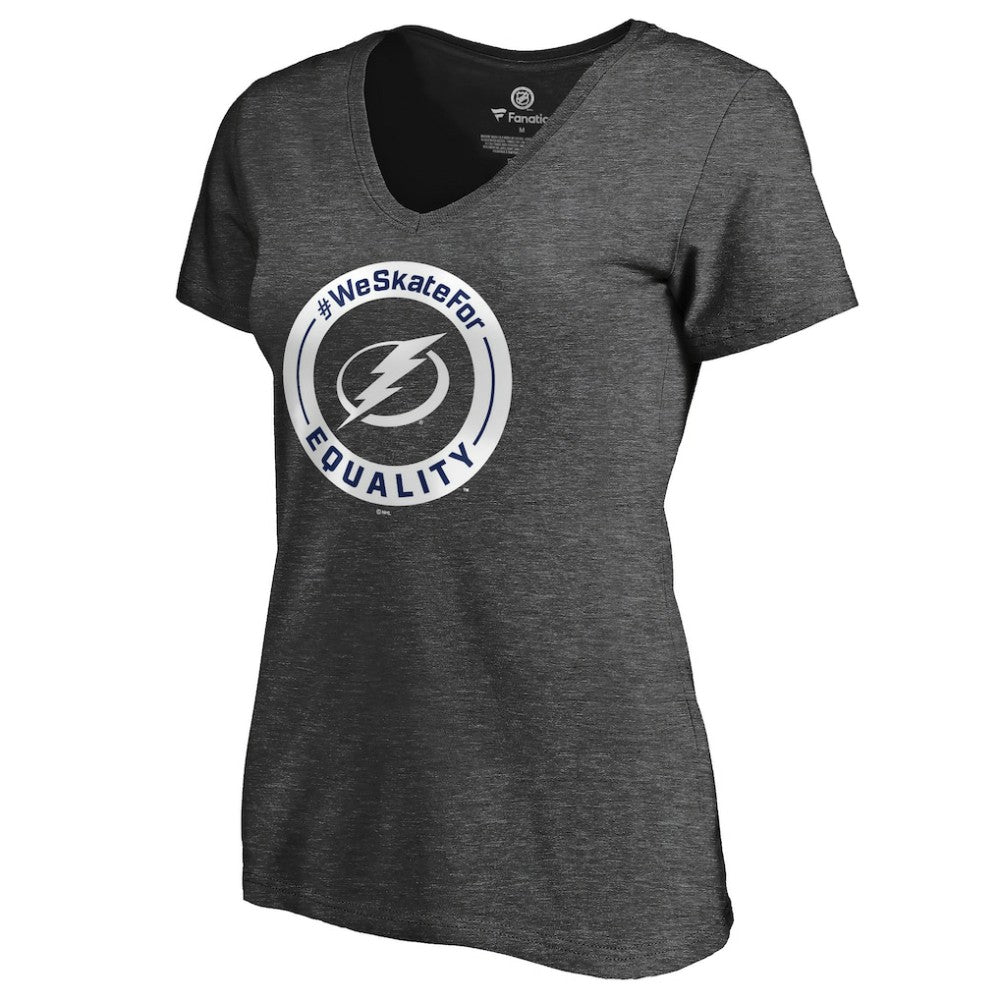 Tampa Bay Lightning Women's #WeSkateFor V-Neck T-Shirt - Heather Gray T-shirts