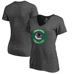 Vancouver Canucks Women's #WeSkateFor V-Neck T-Shirt - Heather Gray T-shirts