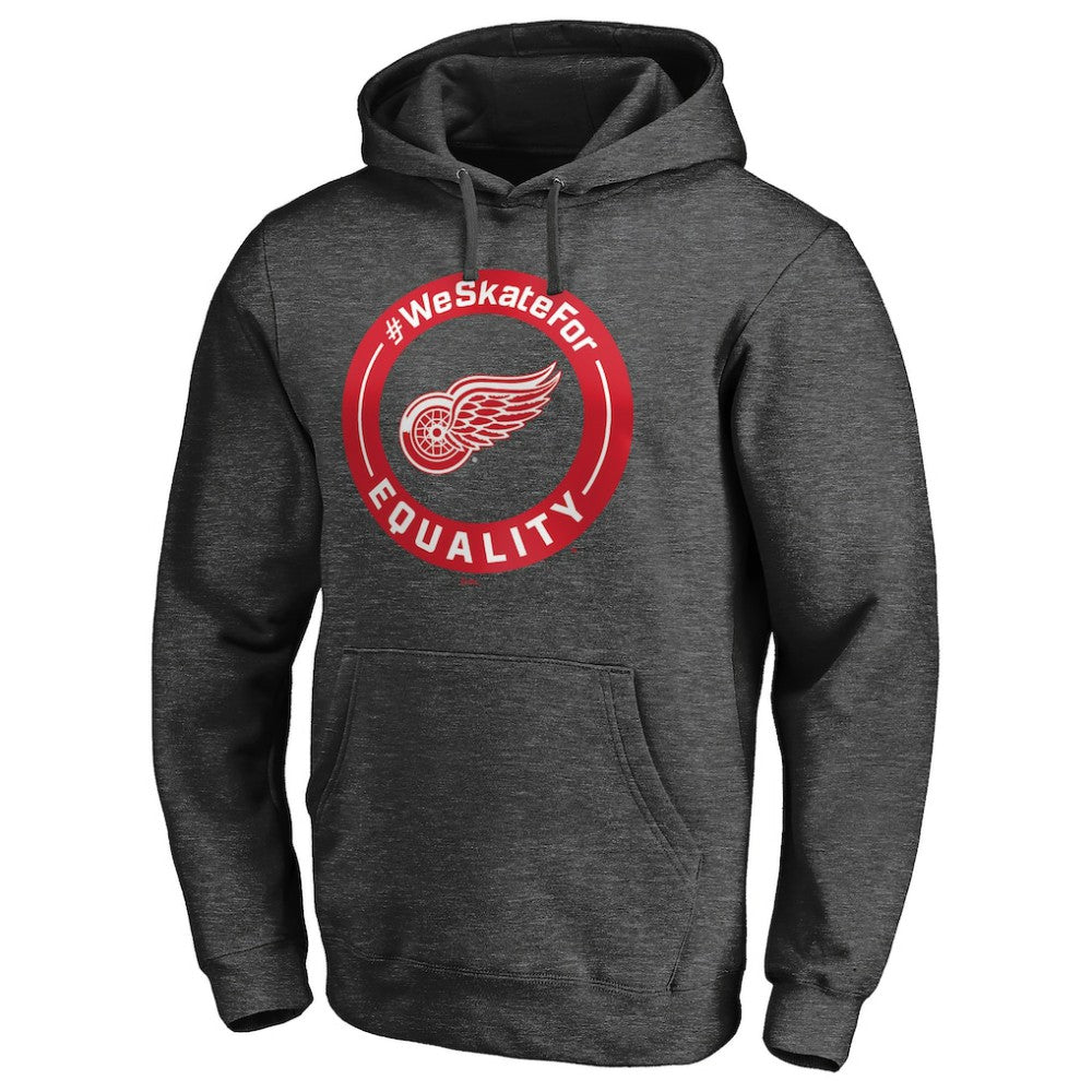 Detroit Red Wings #WeSkateFor Pullover Hoodie - Heather Gray Hoodies
