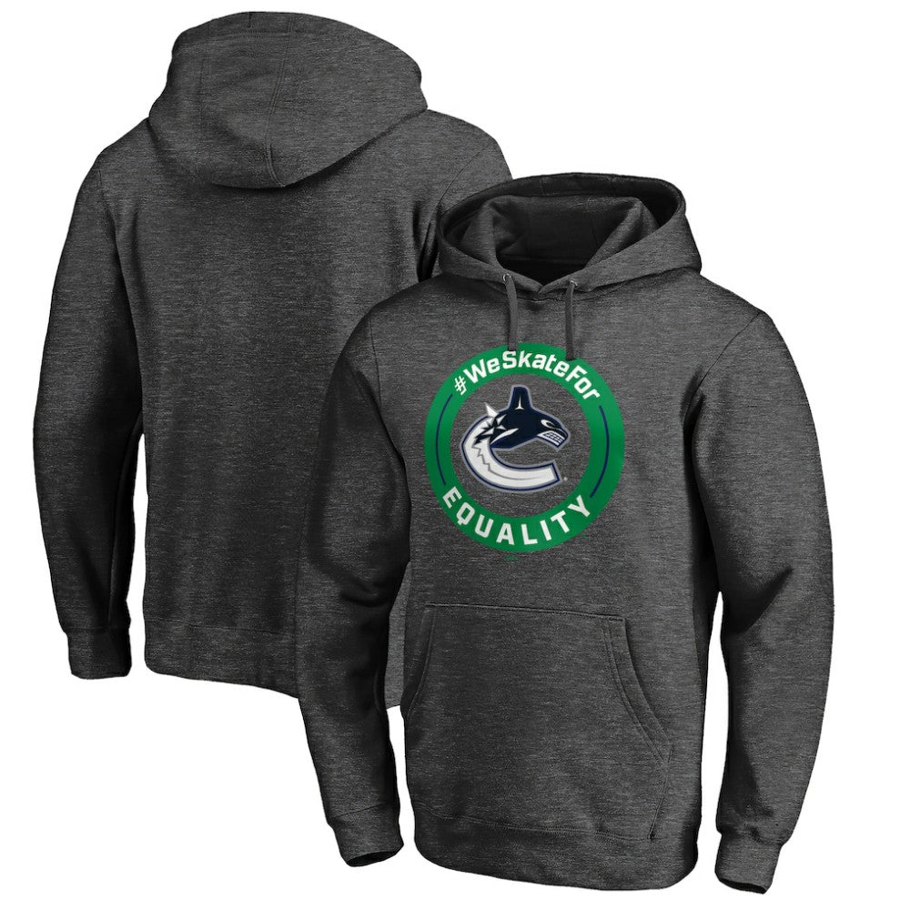 Vancouver Canucks #WeSkateFor Pullover Hoodie - Heather Gray Hoodies