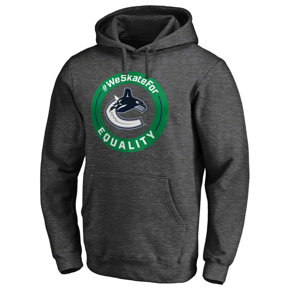 Vancouver Canucks #WeSkateFor Pullover Hoodie - Heather Gray Hoodies