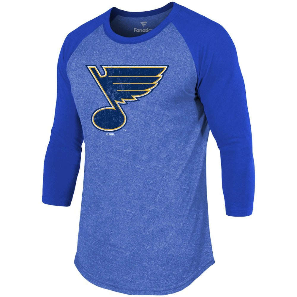 Jordan Binnington St. Louis Blues Fanatics Name & Number Tri-Blend Raglan 3/4-Sleeve T-Shirt - Blue T-shirts