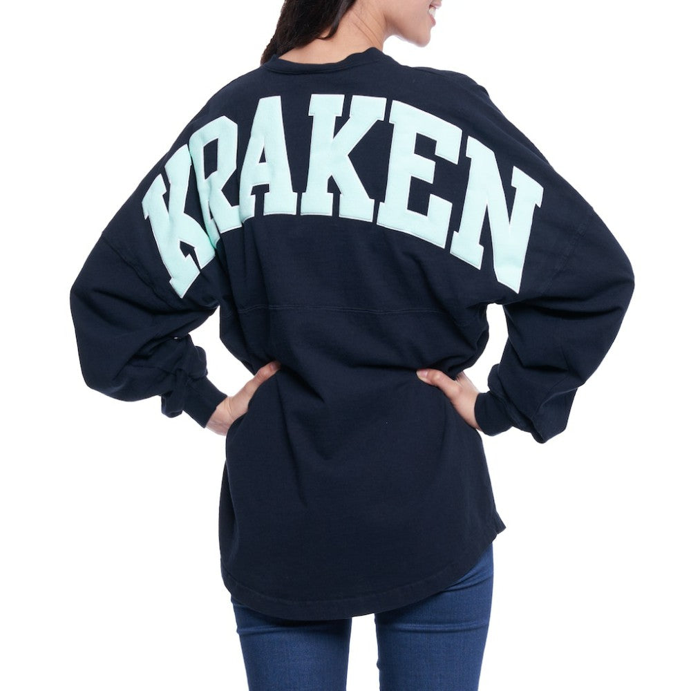 Seattle Kraken Fanatics Women's Lace Up Long Sleeve Spirit Top - Navy Tops