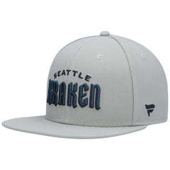 Seattle Kraken Fanatics Wordmark Logo Snapback Hat - Gray Hats