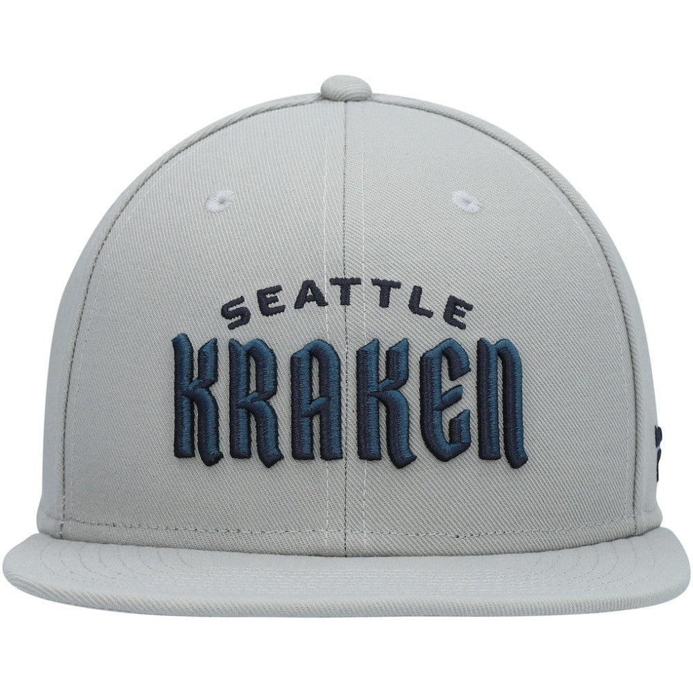 Seattle Kraken Fanatics Wordmark Logo Snapback Hat - Gray Hats