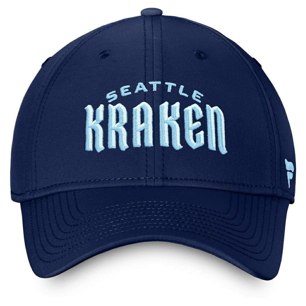 Seattle Kraken Fanatics Wordmark Flex Hat - Deep Sea Blue Hats