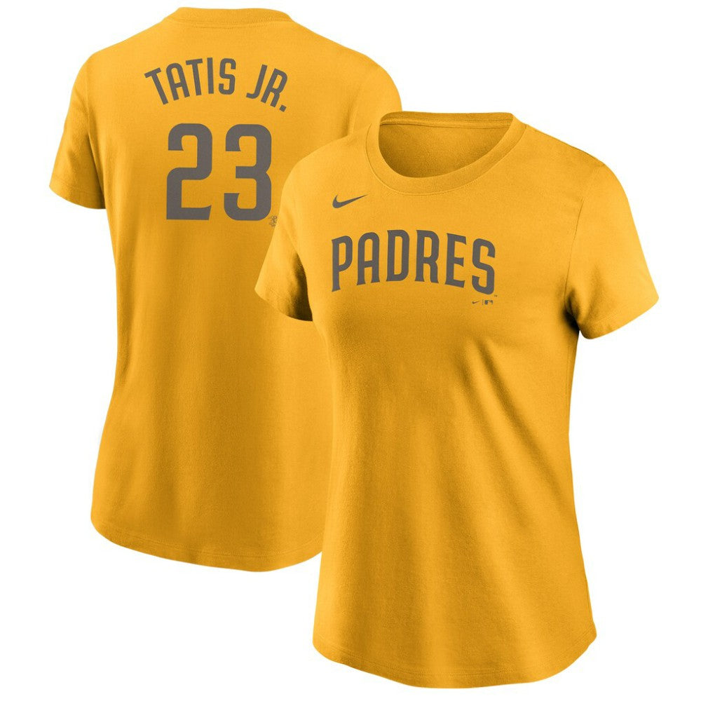 Fernando Tatís Jr. San Diego Padres Women's Name & Number T-Shirt Gold