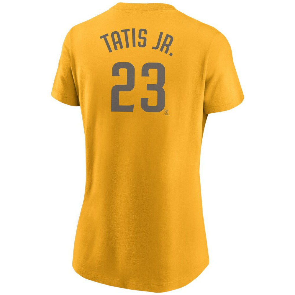 Fernando Tatís Jr. San Diego Padres Women's Name & Number T-Shirt Gold
