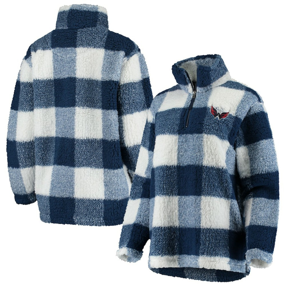 Washington Capitals G-III 4Her by Carl Banks Women's Plaid Sherpa Quarter-Zip Jacket - Navy/White Jackets
