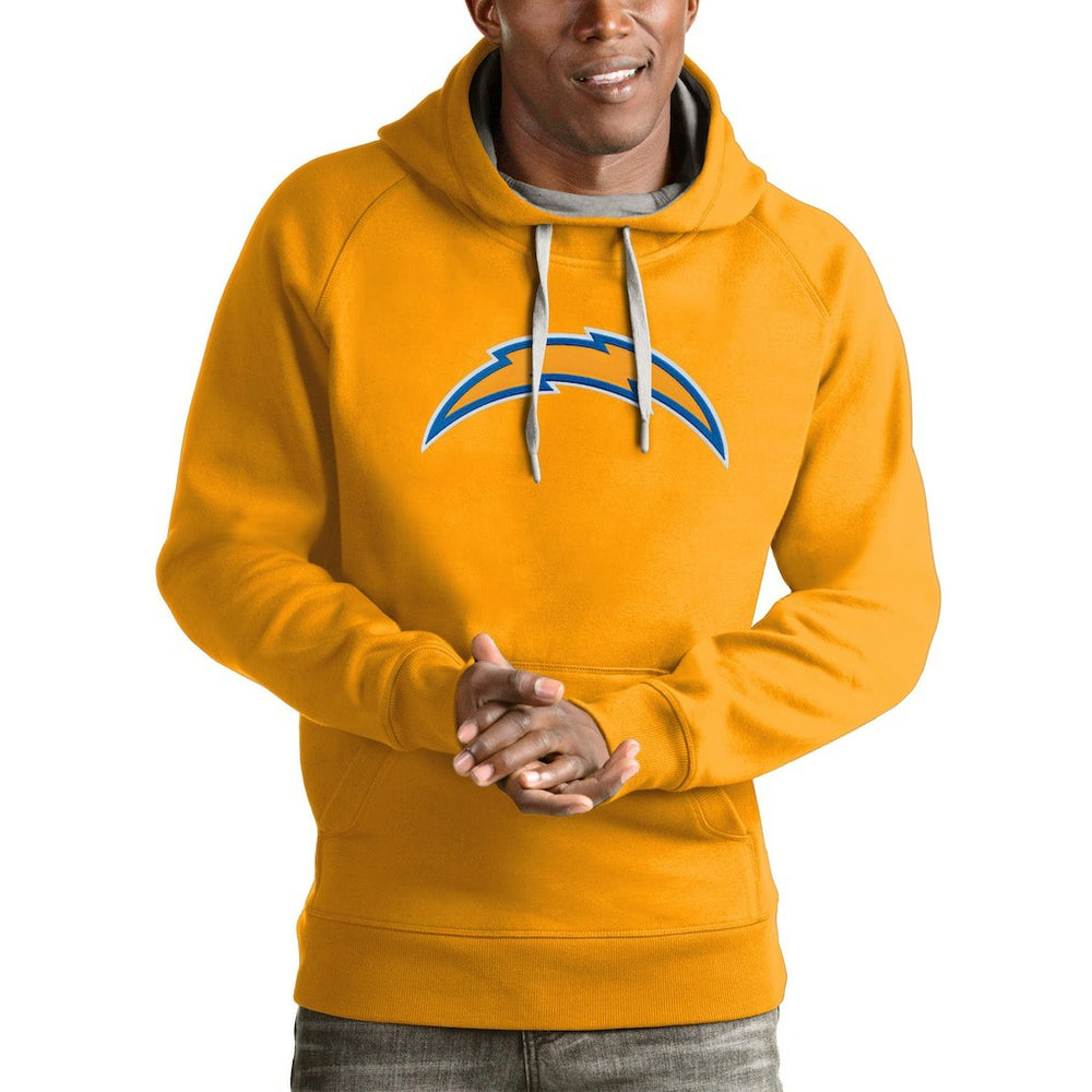 Los Angeles Chargers Antigua Victory Pullover Hoodie - Gold on sale