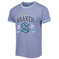 Seattle Kraken Fanatics Buzzer Beater Tri-Blend Ringer T-Shirt - Heathered Deep Sea Blue T-shirts