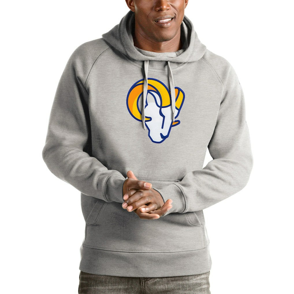Los Angeles Rams Antigua Victory Team Pullover Hoodie - Heather Gray on sale