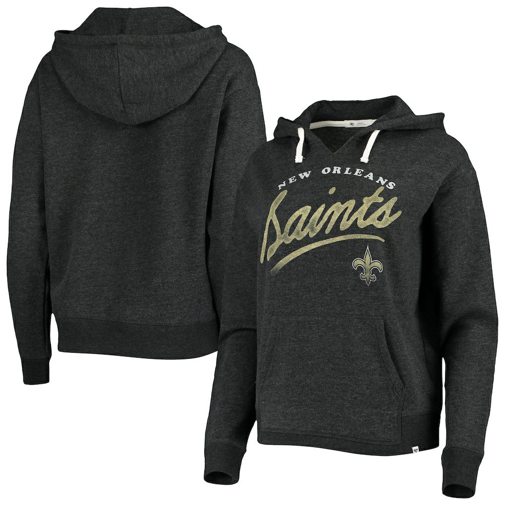 New Orleans Saints '47 Women's Cross Script Emerson Hoodie - Heather Charcoal outlet