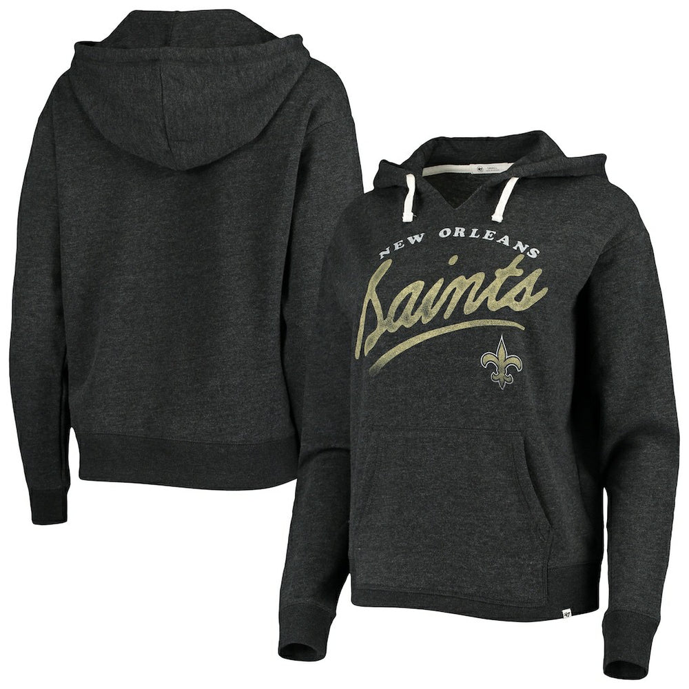 New Orleans Saints '47 Women's Cross Script Emerson Hoodie - Heather Charcoal outlet