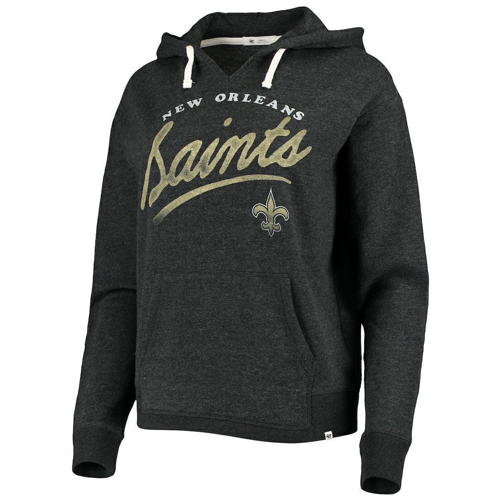 New Orleans Saints '47 Women's Cross Script Emerson Hoodie - Heather Charcoal outlet