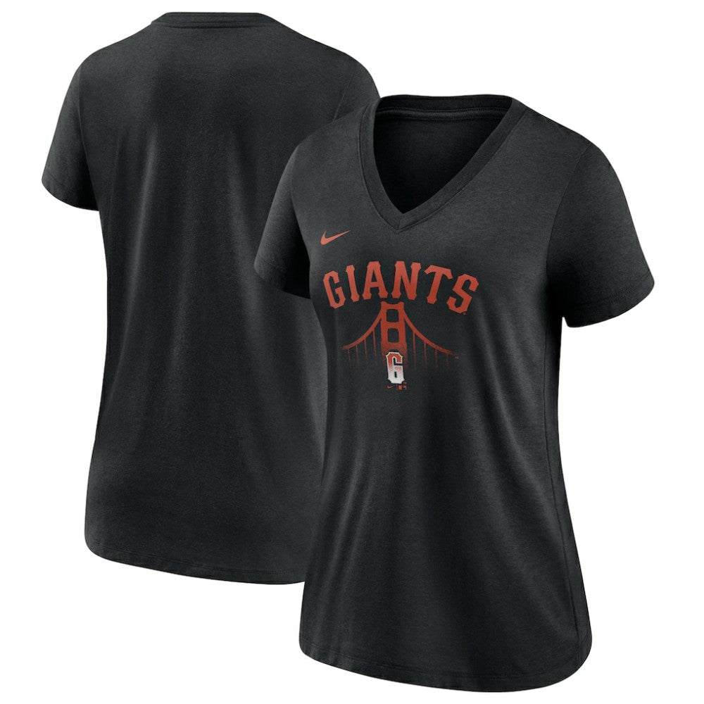 San Francisco Giants Women's City Connect Tri-Blend V-Neck T-Shirt Black
