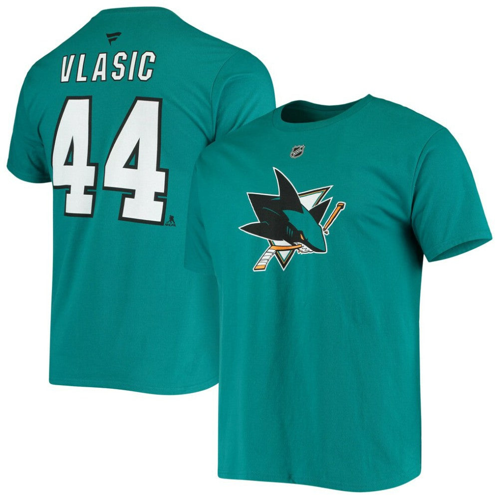 Marc-Edouard Vlasic San Jose Sharks Fanatics Player Name and Number T-Shirt - Teal T-shirts