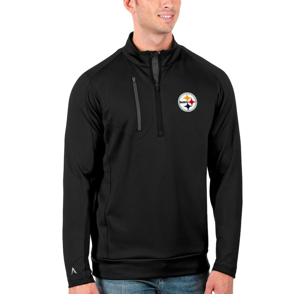 Pittsburgh Steelers Antigua Generation Quarter-Zip Pullover Jacket - Black/Charcoal cheap