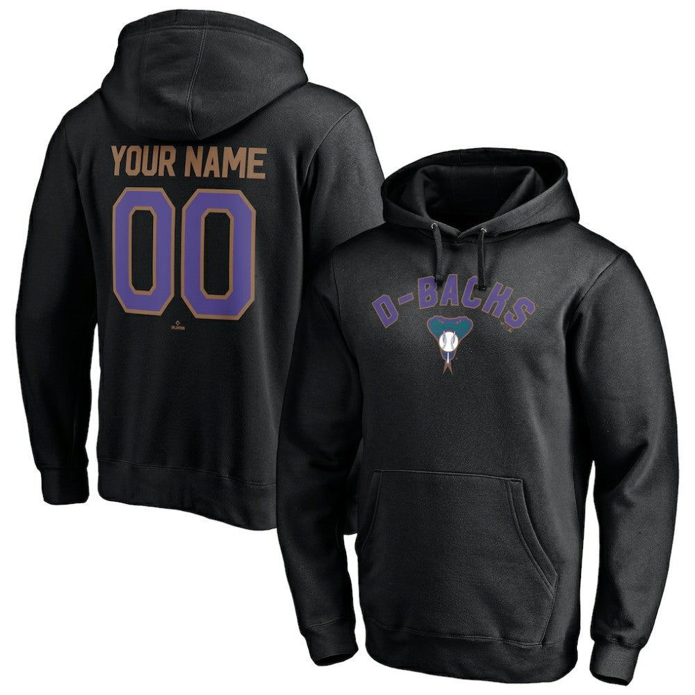 Arizona Diamondbacks Cooperstown Winning Streak Personalized Name & Number Pullover Hoodie Black
