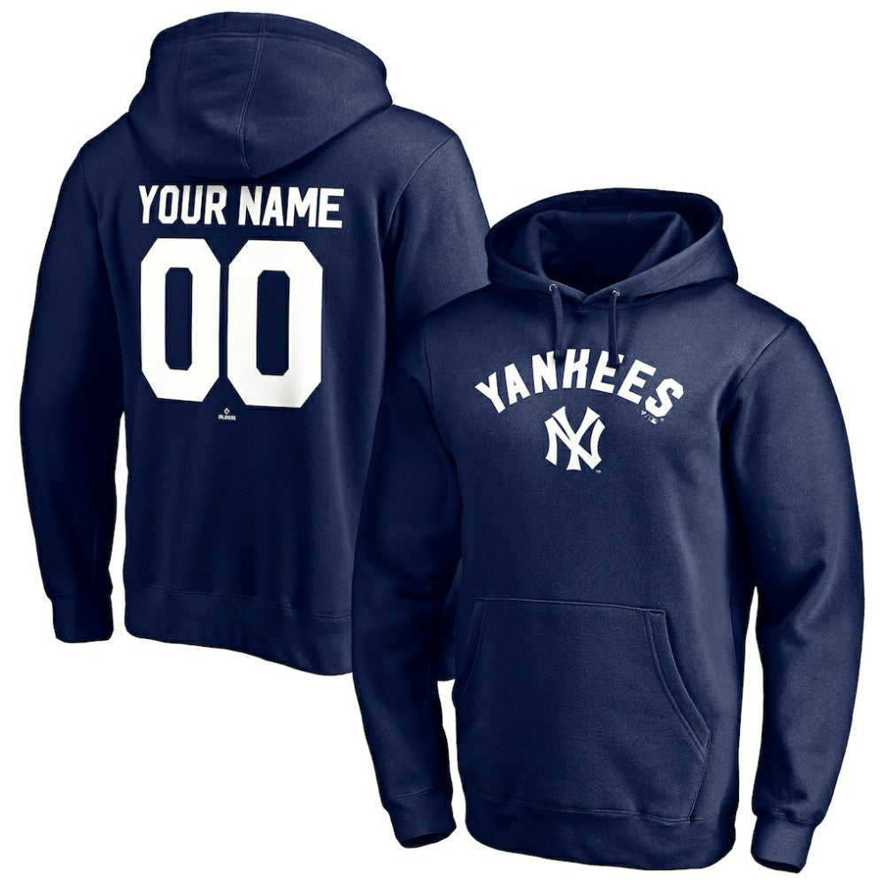 New York Yankees Cooperstown Winning Streak Personalized Name & Number Pullover Hoodie Navy