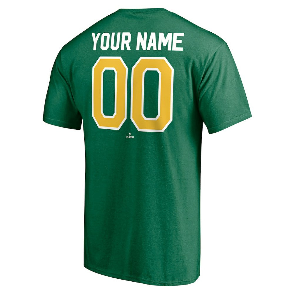Athletics Cooperstown Winning Streak Personalized Name & Number T-Shirt Kelly Green