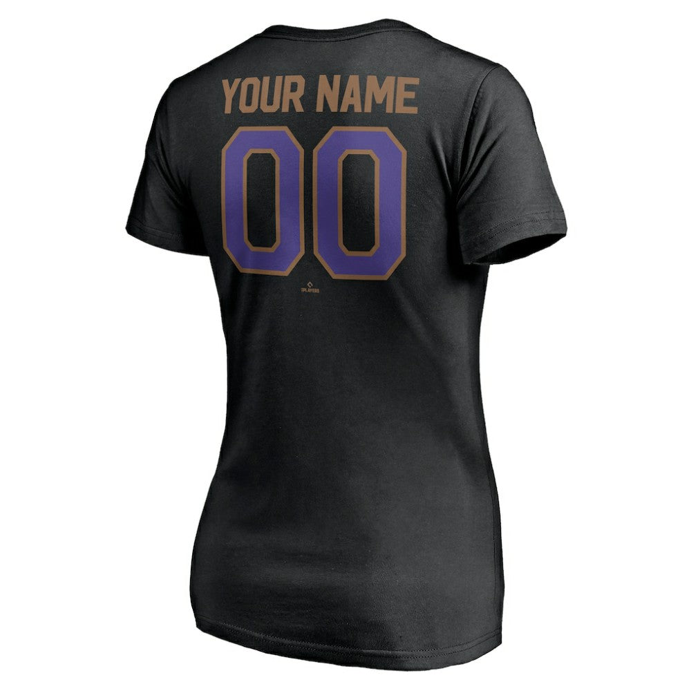 Arizona Diamondbacks Women's Cooperstown Winning Streak Personalized Name & Number V-Neck T-Shirt Black