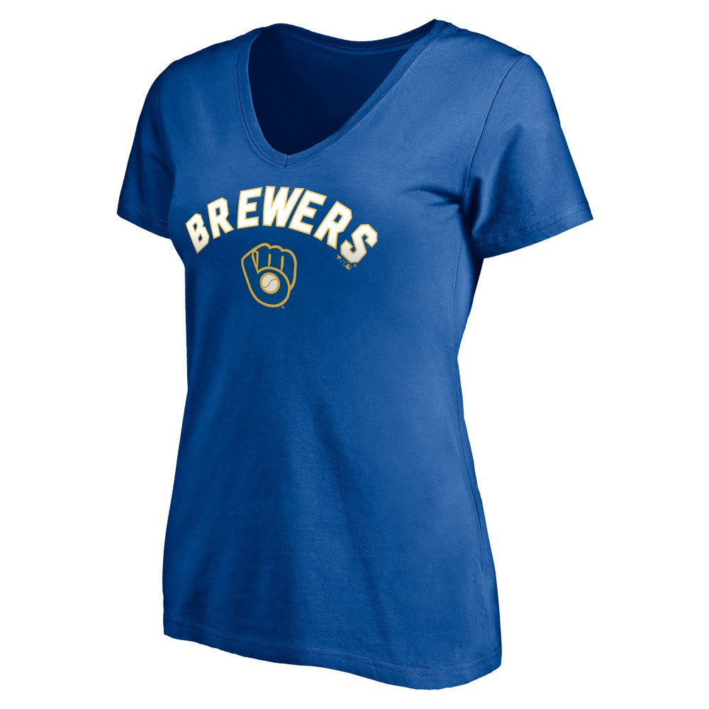 Milwaukee Brewers Women's Cooperstown Winning Streak Personalized Name & Number V-Neck T-Shirt Royal